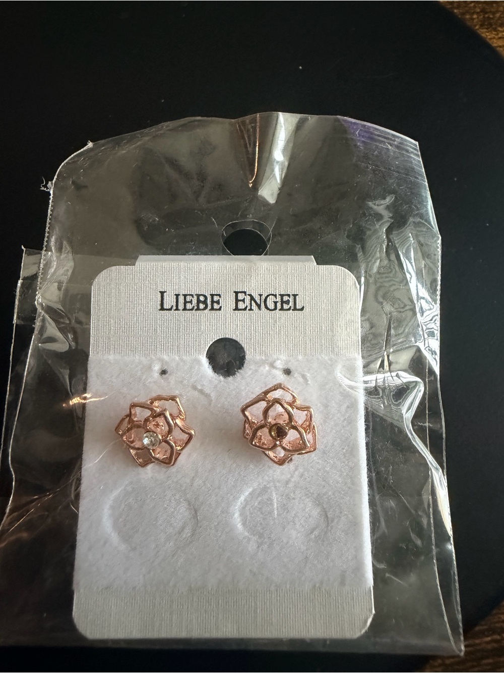 Rose Gold Floral Crystal Stud Earrings